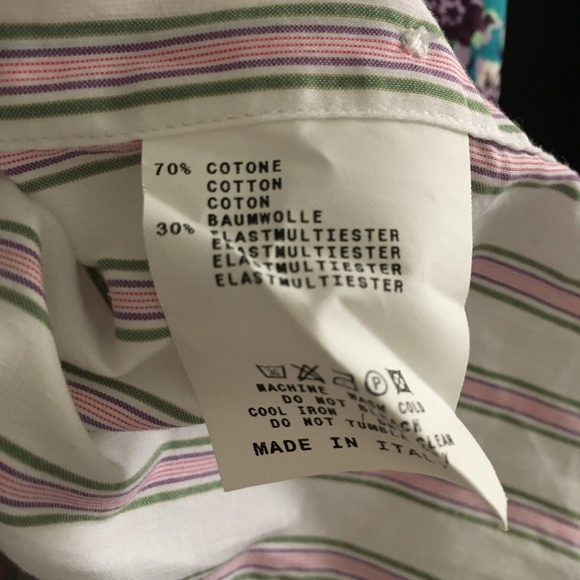 ETRO White Striped Cotton Floral Collar + Cuffs Shirt 46 M - Picture 6 of 6